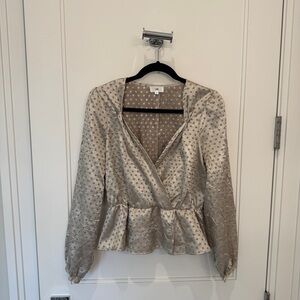 LPA Revolve Stella Gold Polka Dot Blouse